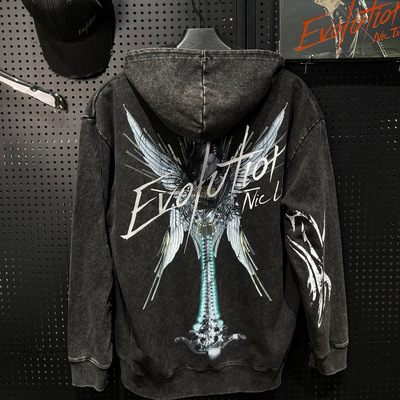 Evolution拉链天使龙骨麦架2025谢霆锋进化演唱会长袖帽衫卫衣