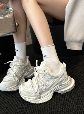 WSWS｜2026神店春季品质尖货白色绑带厚底老爹鞋女鞋运动鞋休闲鞋