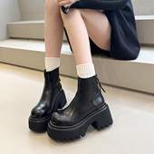 显腿长8cm增高冬加绒韩版 真 很洋气 厚底高跟瘦瘦靴短靴女马丁靴