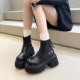 显腿长8cm增高冬加绒韩版 真 很洋气 厚底高跟瘦瘦靴短靴女马丁靴