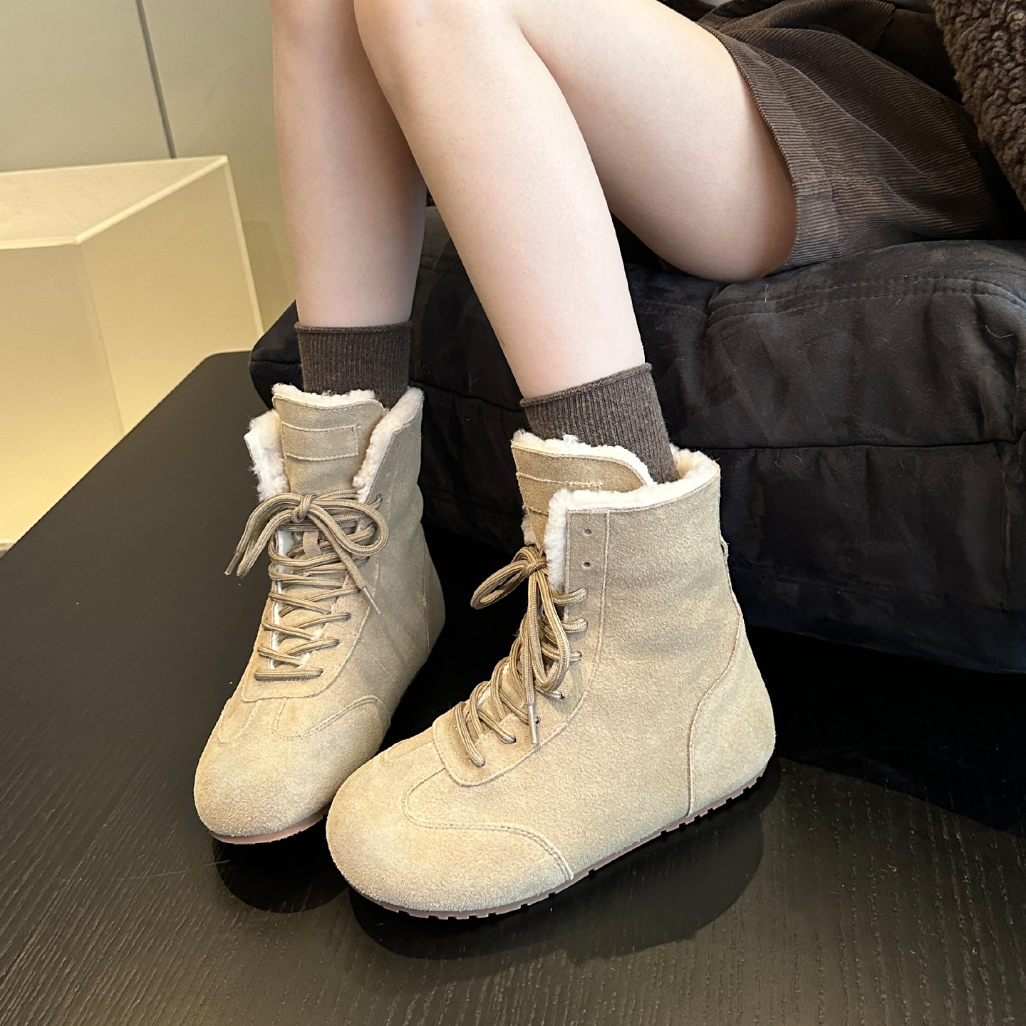 加绒加厚保暖短靴百搭女短靴舒适