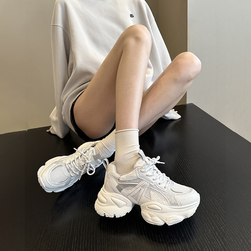 欧洲站厚底增高机车老爹鞋女网面