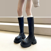 甜酷辣妹推荐 韩版 大头厚底不过膝长靴女显瘦增高瘦瘦高筒骑士靴