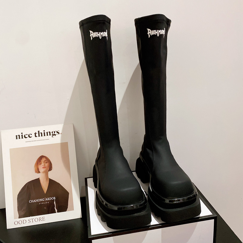 骑士靴细筒围巴黎同款软皮厚底