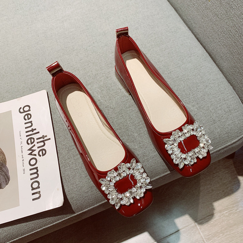 2025秋季新款水钻方扣玛丽珍女鞋浅口方头软底粗跟低跟单鞋豆豆鞋,女鞋,浅口单鞋,淘宝优惠券,粉丝福利购,淘宝优惠卷