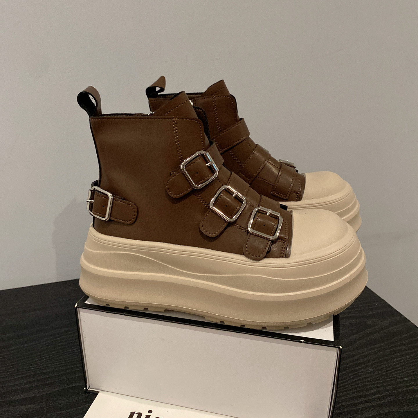 7CM真皮厚底增高马丁靴女