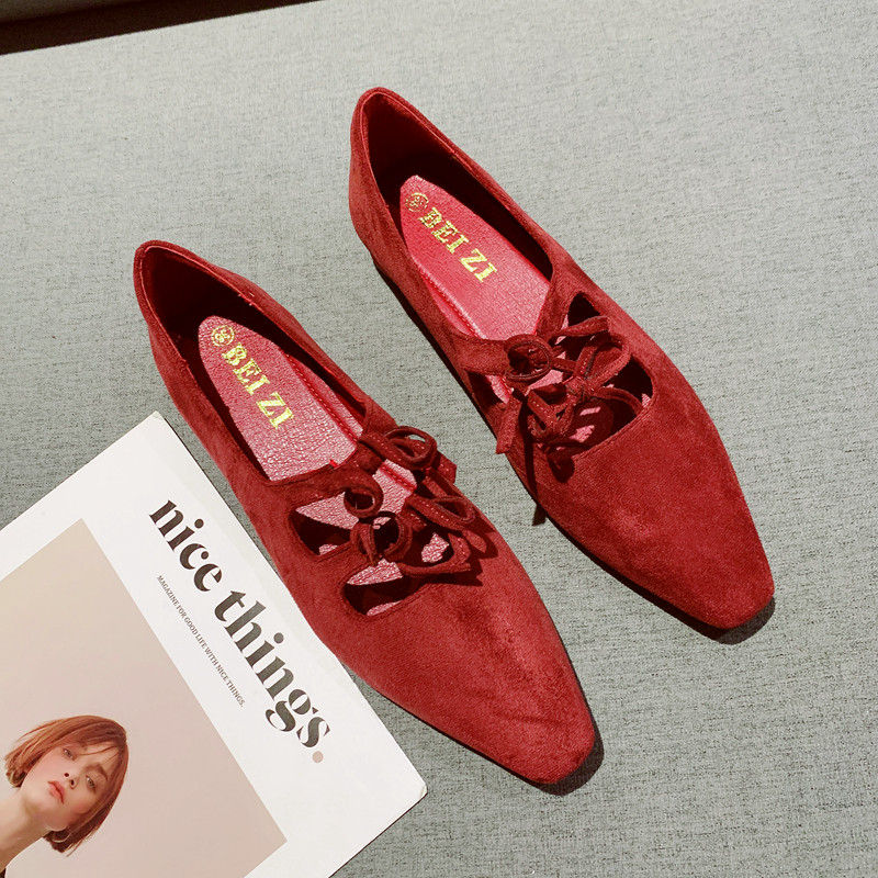绒面复古小方头低跟玛丽珍鞋女2025新款蝴蝶结装饰一脚套工作单鞋,女鞋,浅口单鞋,淘宝优惠券,粉丝福利购,淘宝优惠卷