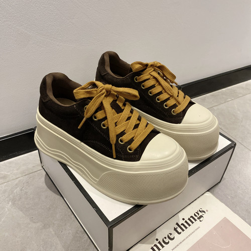 厚底增高松糕板鞋女百搭系带