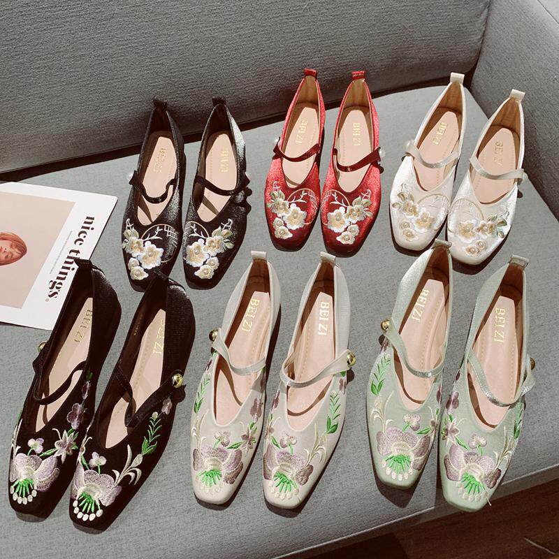 国风中式复古刺绣配裙子旗袍鞋2026春新款粗跟低跟玛丽珍女士单鞋