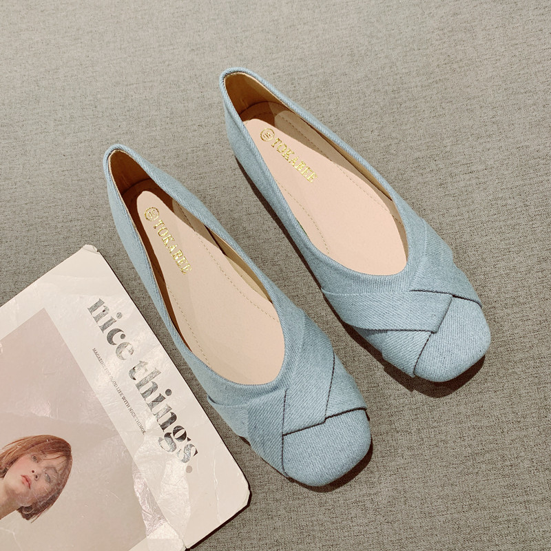 简约百搭舒适软底一脚套豆豆鞋女