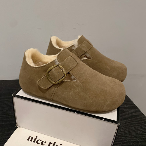 磨砂牛皮内增高加厚保暖勃肯鞋