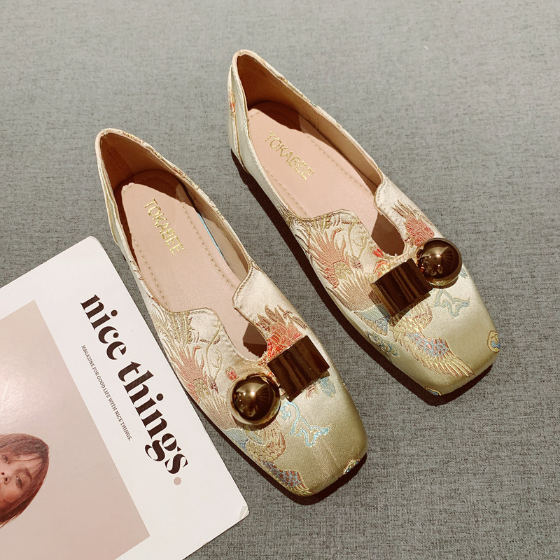 乐福鞋女春季中式洋气旗袍鞋子2025新款女式国风刺绣单鞋豆豆鞋