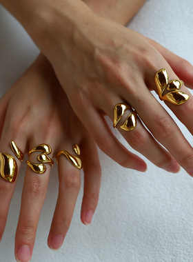 18K金不掉色轻奢钛钢开口戒指女