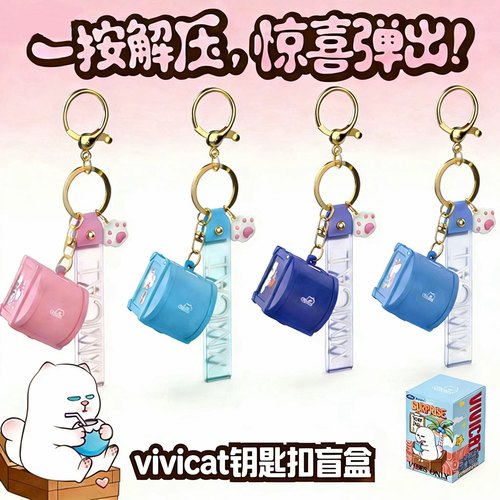 2026年盲盒vivicat微微猫钥匙扣车钥匙挂件可爱书包挂件女钥匙链