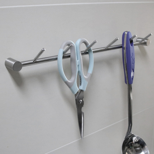 304不锈钢厨房挂钩打孔 厨房工具置物架 支架挂架 挂杆排钩不靠墙