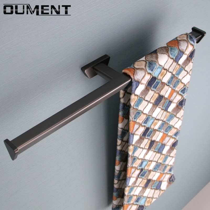 打孔毛巾杆全铜枪灰304不锈钢