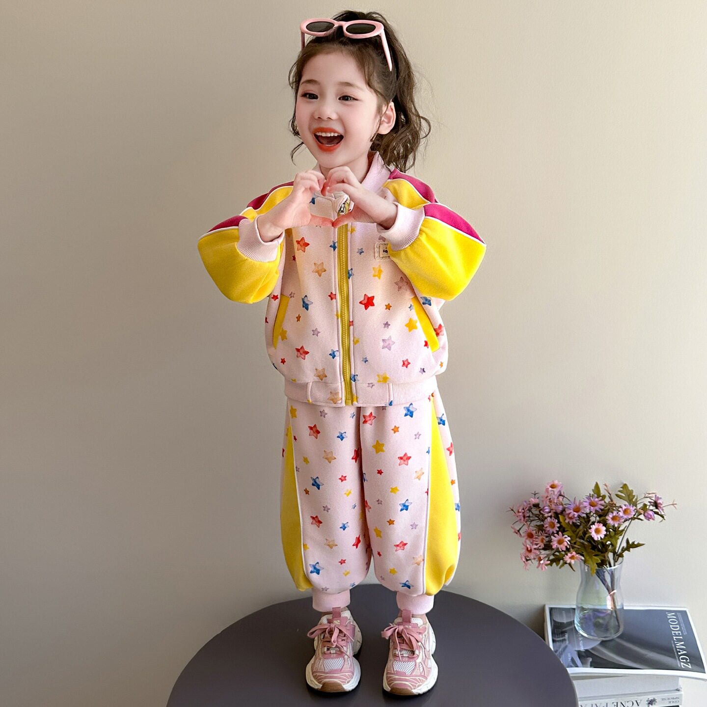 韩国女童彩色星星棒球服套装2026秋季新款两件套校园网红休闲童装
