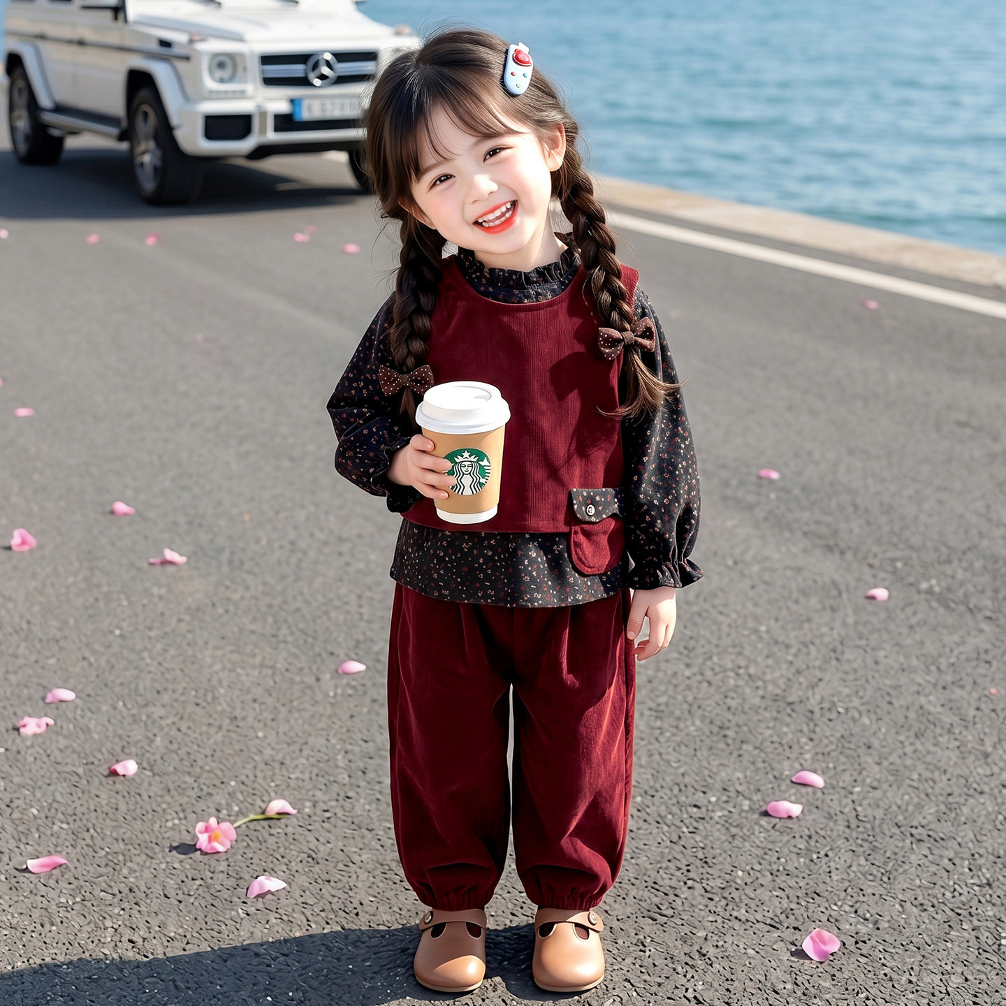 外贸女童碎花灯芯绒三件套2026秋季新款韩版洋气套装一件代发童装