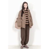 KNgs 风面包服羽绒服外套女 工装 冬季 复古风宽松立领无帽中长款