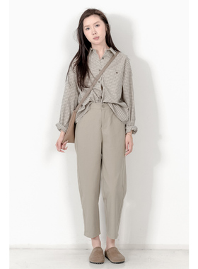 KNgs 春季复古风简约纯色显瘦直筒松紧腰九分裤哈伦裤休闲裤女