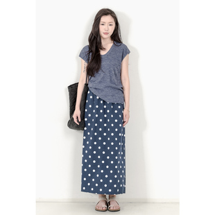 夏季 针织衫 复古风纯色套头v领落肩袖 薄款 女 短袖 KNgs