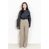 春秋复古风显瘦高腰纯棉工装 休闲裤 裤 KNgs 直筒窄版 阔腿裤 长裤 女