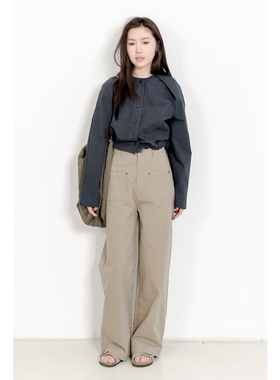 KNgs 春秋复古风显瘦高腰纯棉工装裤直筒窄版阔腿裤休闲裤长裤女