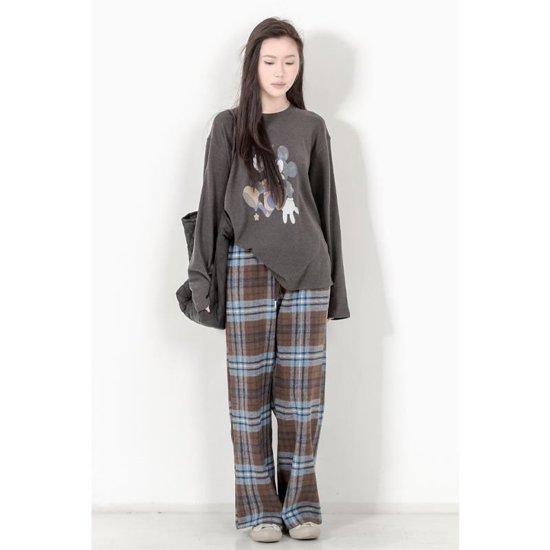 米奇印花磨毛印花长袖T恤