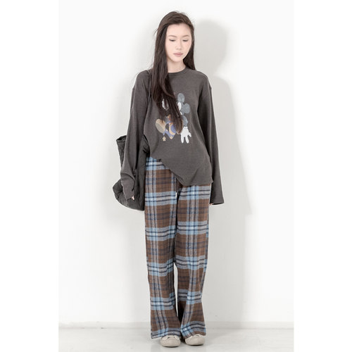 米奇印花磨毛印花长袖T恤