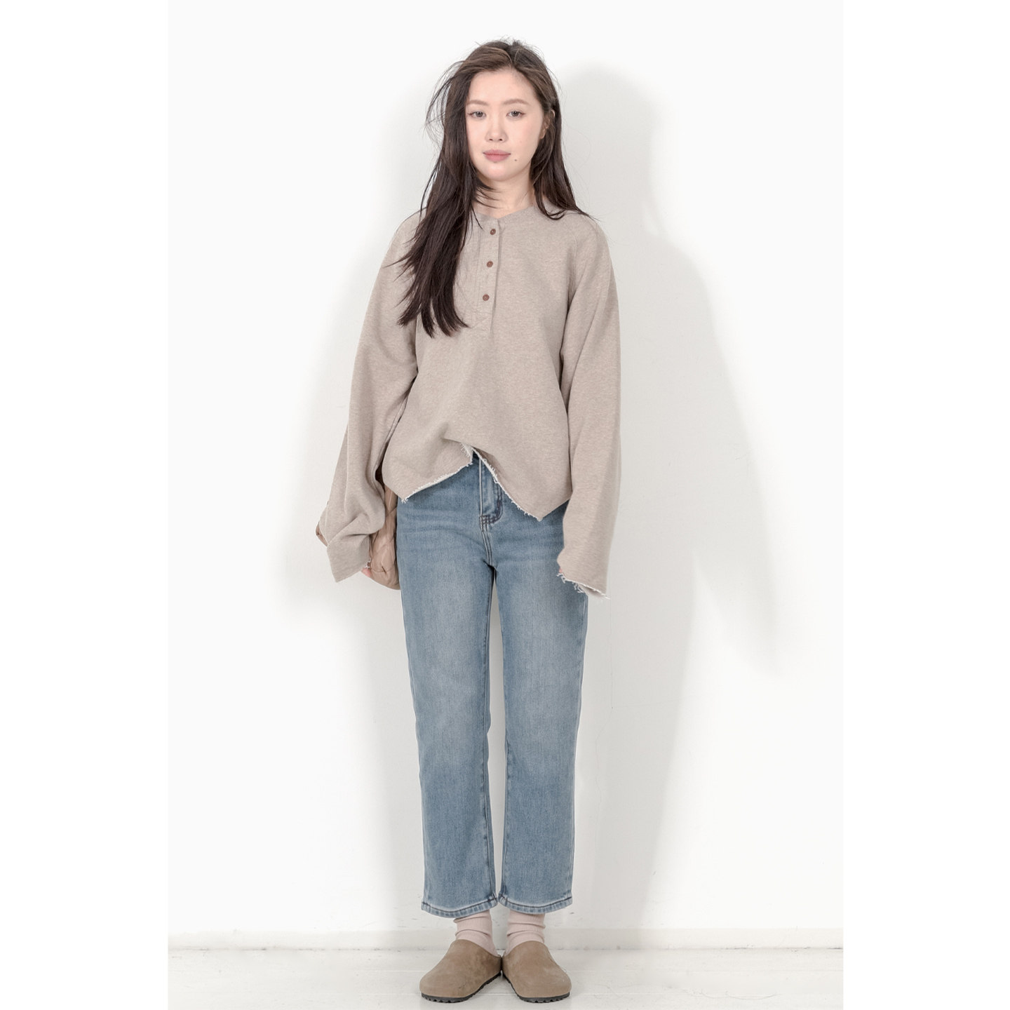 KNgs 冬季学院复古修身显瘦高腰加厚加绒小直筒烟管九分牛仔裤女