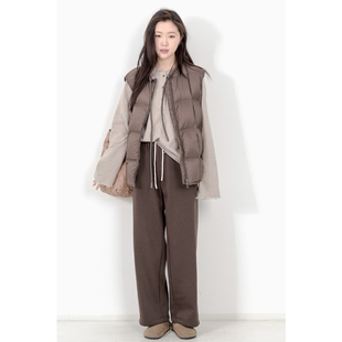 卫裤 KNgs 阔腿长裤 复古简约纯色不收口宽松加厚加绒休闲裤 女 冬季