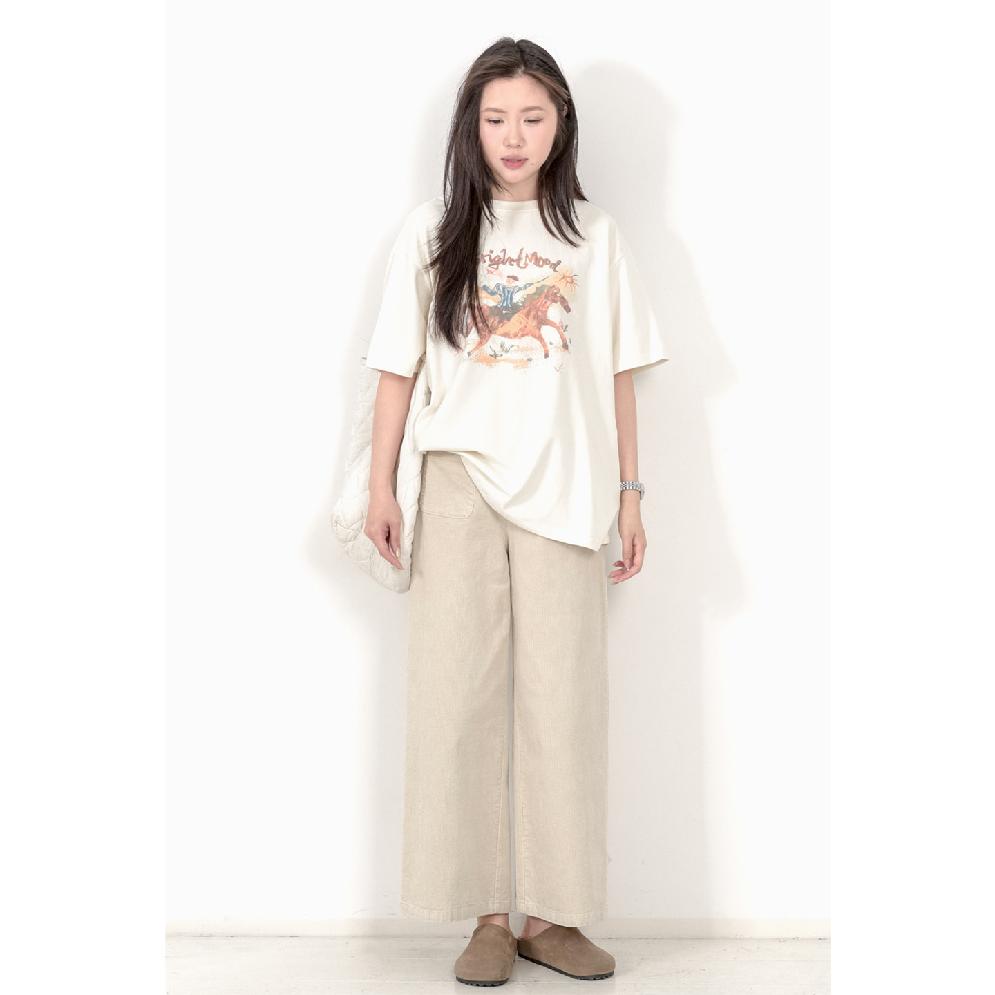 KNgs 春夏学院bf风宽松印花小众短袖日系中长款T恤女上衣