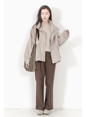 KNgs 春秋简约复古显瘦宽松高腰松紧腰工装直筒裤九分裤休闲裤女