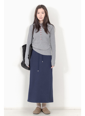 KNgs 春季日系高级感显瘦加厚松紧腰开叉A字裙长裙卫衣裙半身裙女