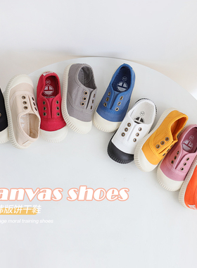 topstar儿童帆布鞋春秋幼儿园室内鞋子男女宝宝软底一脚蹬饼干鞋