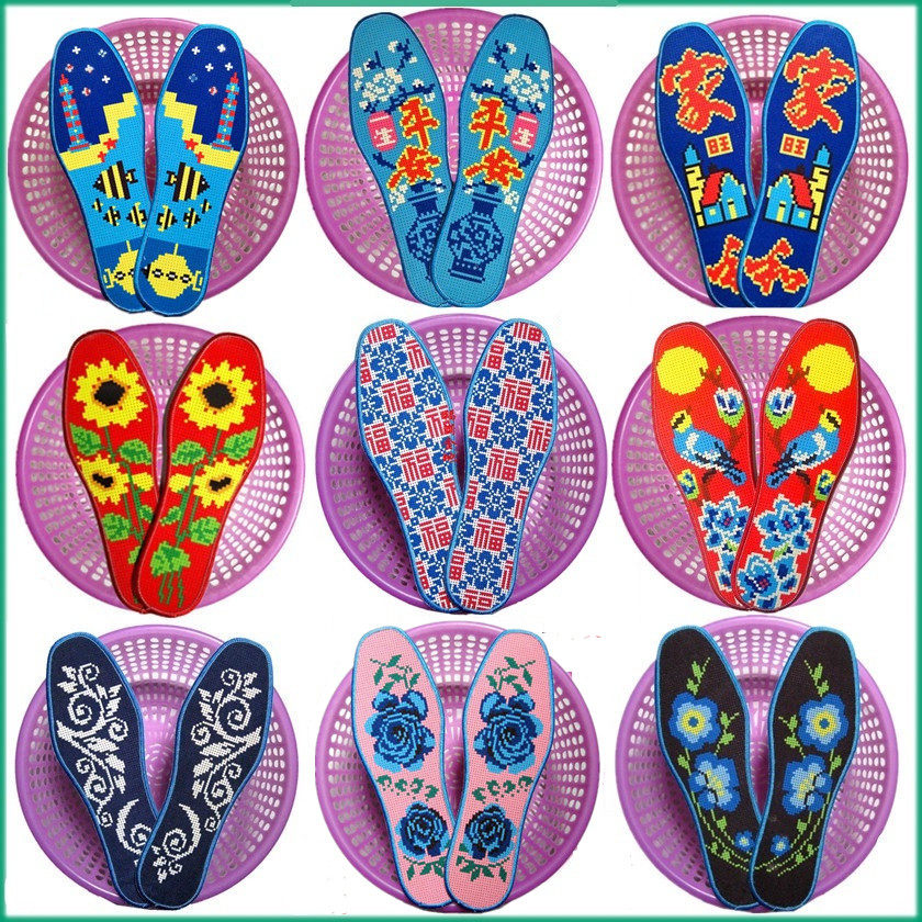 湘歆针孔印花十字绣绣鞋垫防臭吸汗老粗布印花纯棉加厚纯手工鞋垫,服饰配件/皮带/帽子/围巾,鞋垫,淘宝优惠券,粉丝福利购,淘宝优惠卷