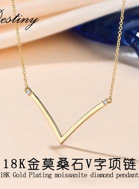 莫桑石高级设计感银女锁骨链