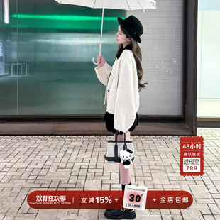 YIKOwow清潭洞爱丽丝 苏力羊驼白色小香双面呢大衣秋冬百搭短外套