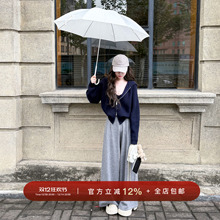 YIKOwow 许妍系 1OO羊毛秋冬气质保暖针织连帽卫衣开衫阔腿裤套装