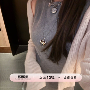 韩女line 裙套装 肌理感羊毛修身 背心垂感百褶短裤 女 无袖 YIKOwow