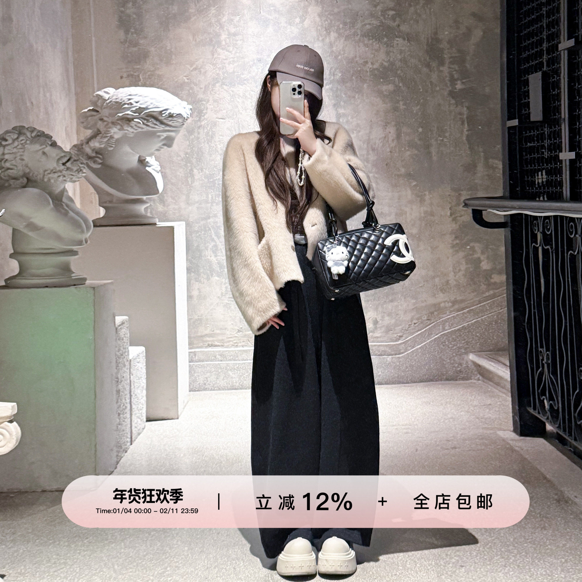 YIKOwow 巴巴露亚 1OO羊毛皮毛一体拉贡风格皮草女直毛拉绒短外套,女装/女士精品,毛呢外套,淘宝优惠券,粉丝福利购,淘宝优惠卷