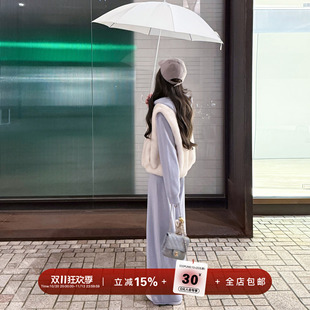 YIKOwow 新季hoodie 1OO羊毛针织连帽长袖卫衣直筒裤休闲气质套装
