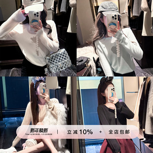 气质温柔感打底毛衣 套头针织衫 YIKOwow 1OO山羊绒保暖V领圆领长袖