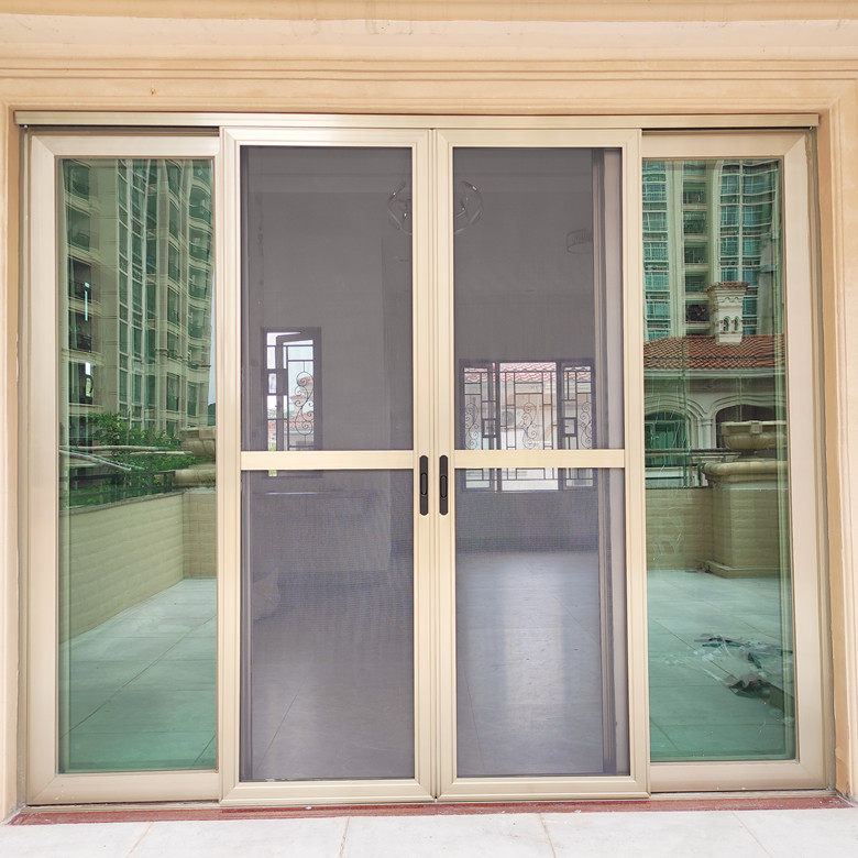 定制凤铝金刚网纱门阳台纱门三趟式纱窗推拉片纱折叠纱门厨房纱窗