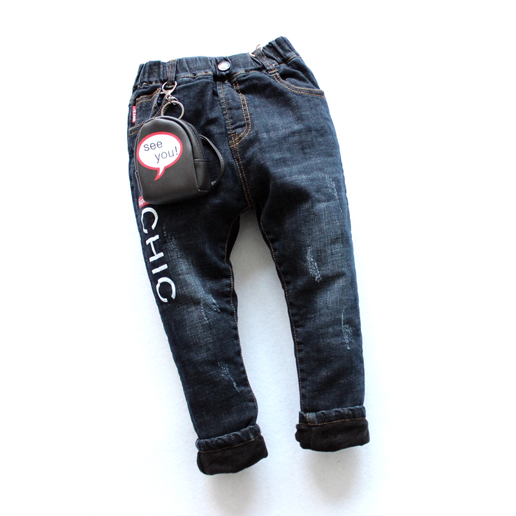 P58冬季儿童A236背包钥匙扣加绒牛仔裤中童男女宝宝厚款长75-86CM|ruв категории Детская одежда, брюки - от Buy2taobao.com для оказания профессиональной услуги покупки агента Taobao