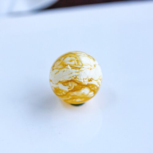 22.7mm俄料虎皮瓷白花蜜蜡圆珠单珠 手串 配饰6.6克 橘底瓷白花