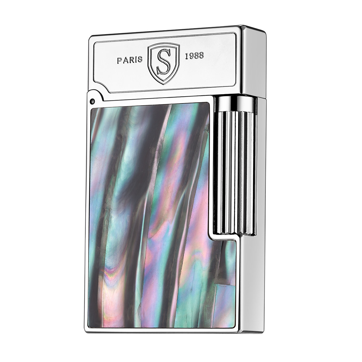 法国进口都派朗声打火机冲气送男彭老公天然彩贝壳正品定制刻字铜