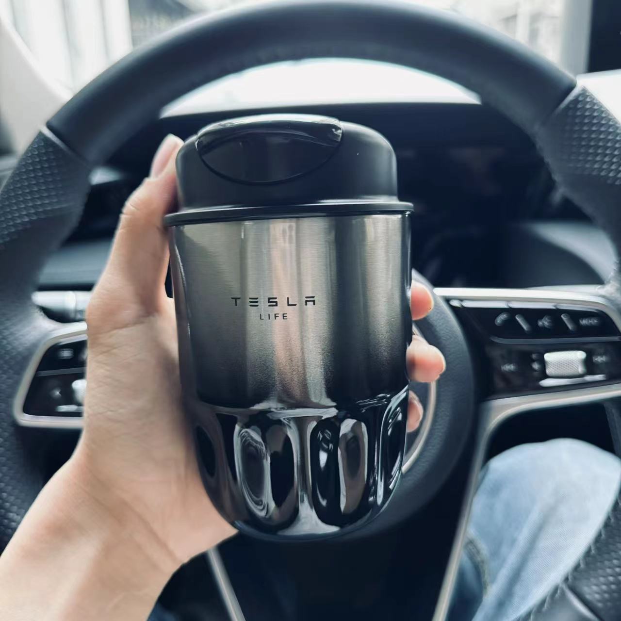 Tesla特斯拉黑色金属渐变咖咖啡杯