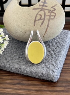 手工925纯银镶嵌 康熙官窑 御用黄釉 古瓷老瓷首饰品 女项坠吊坠