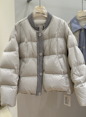 90白鸭绒针织圆领短款羽绒服女装20252秋冬新款宽松休闲保暖外套